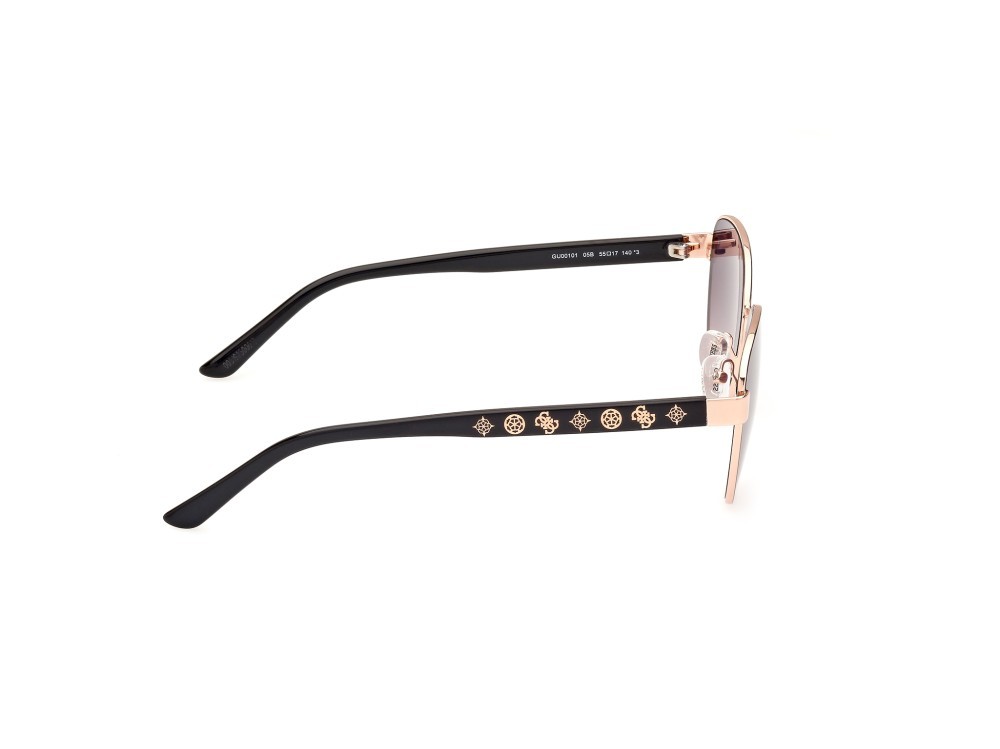 Occhiali da sole Guess GU00101 (05B) colore nero lucido forma rotondo lenti fumo grad.