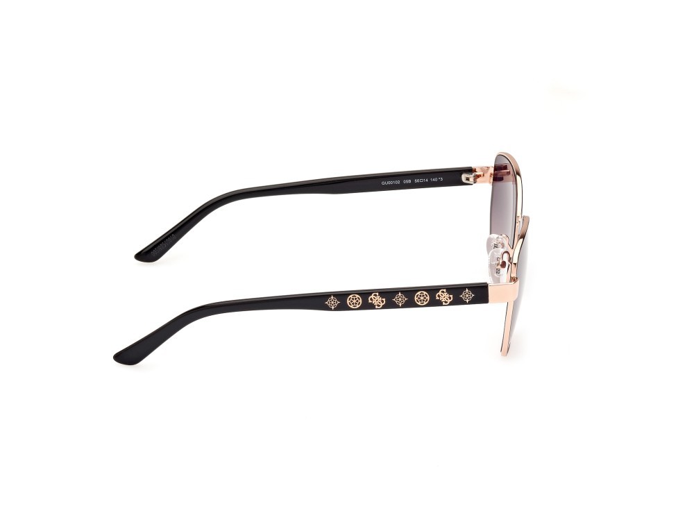 Occhiali da sole Guess GU00102 (05B) colore nero lucido forma geometrico lenti fumo grad.