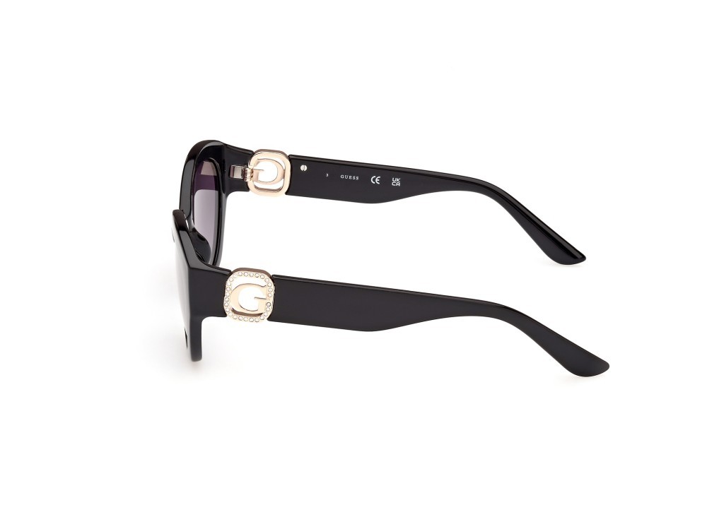 Occhiali da sole Guess GU00104 (01B) colore nero lucido forma ovale lenti fumo grad.