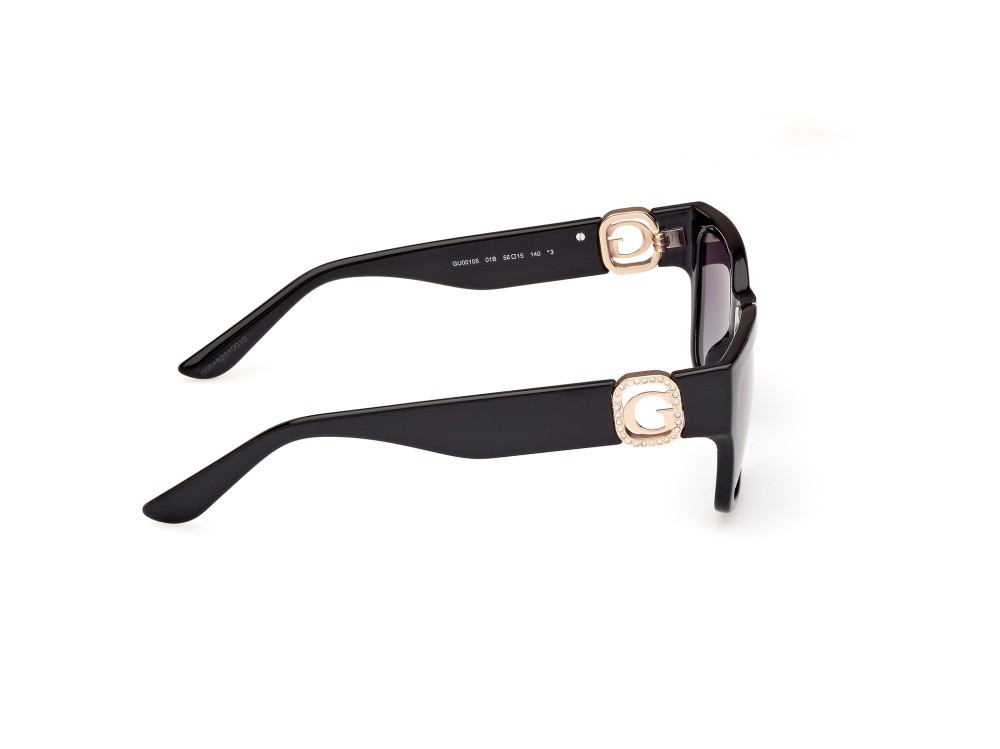 Occhiali da sole Guess GU00105 (01B) colore nero lucido forma rettangolare lenti fumo grad.