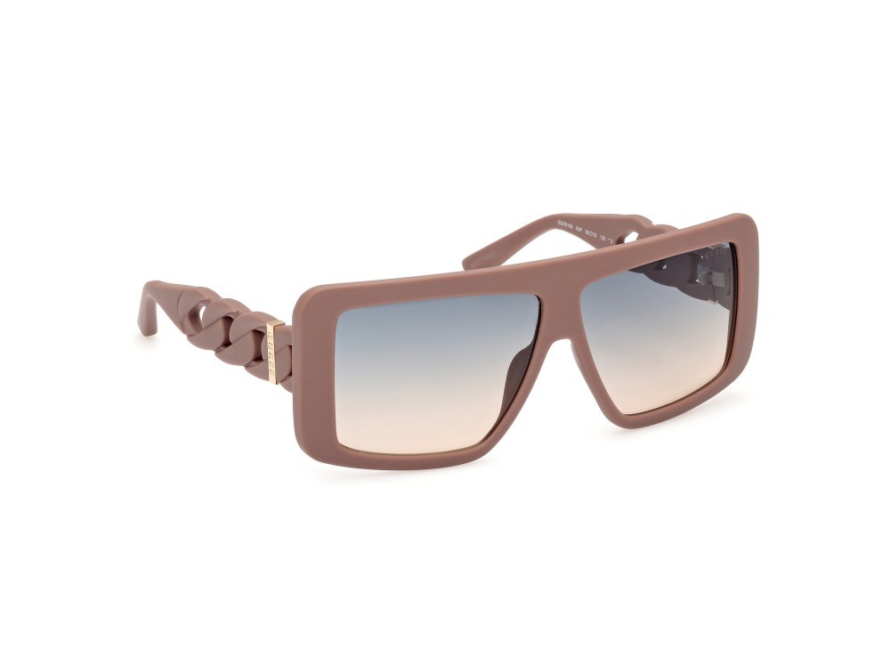 Occhiali da sole Guess GU00109 (58P) colore beige opaco forma mask lenti verde sfumato