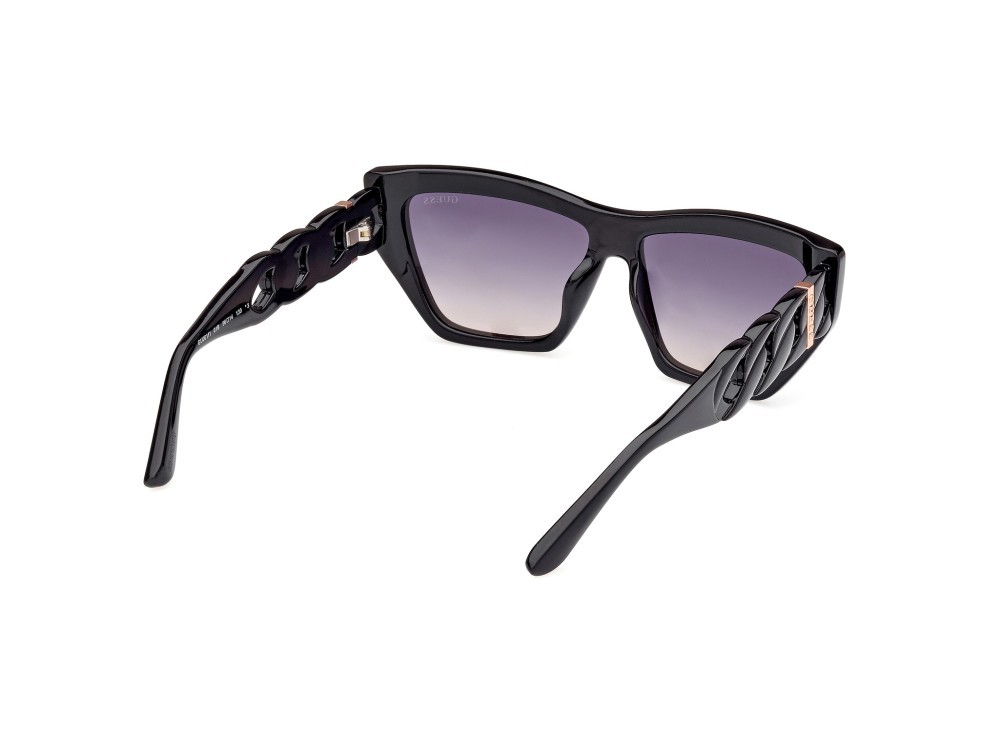 Sunglasses Guess GU00111 (01B) color nero lucido shape cat eye lenses fumo grad.