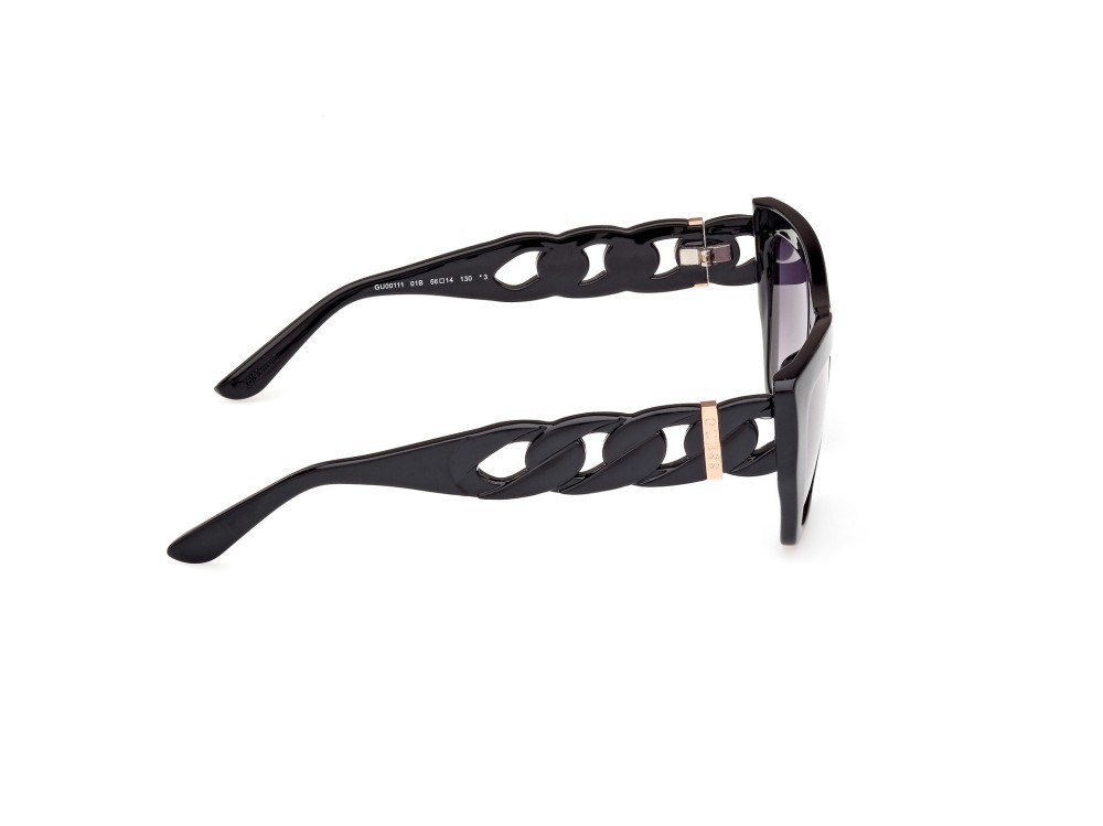 Sunglasses Guess GU00111 (01B) color nero lucido shape cat eye lenses fumo grad.