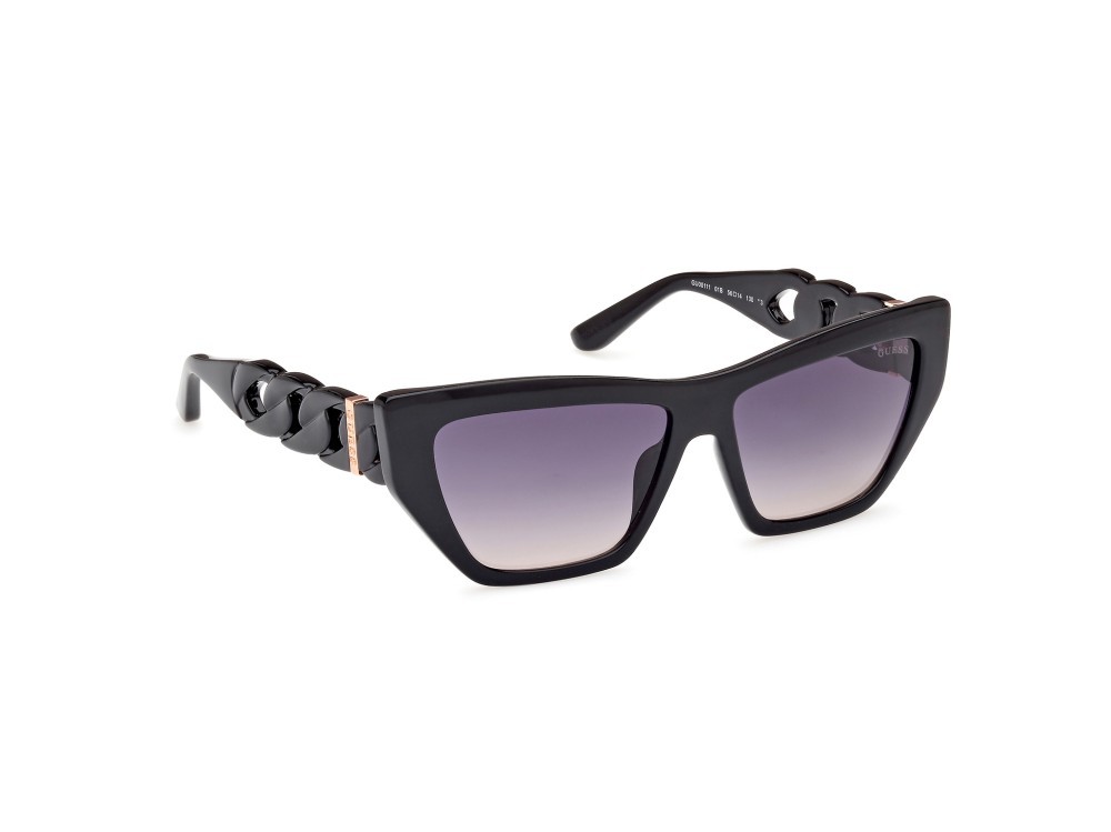 Sunglasses Guess GU00111 (01B) color nero lucido shape cat eye lenses fumo grad.