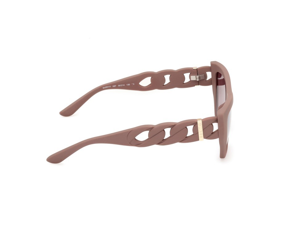 Occhiali da sole Guess GU00111 (58F) colore beige opaco forma cat eye lenti marrone sfumato