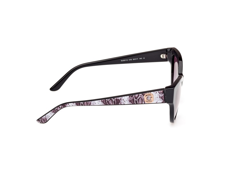 Occhiali da sole Guess GU00112 (01B) colore nero lucido forma cat eye lenti fumo grad.
