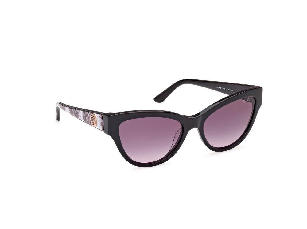 Occhiali da sole Guess GU00112 (01B) colore nero lucido forma cat eye lenti fumo grad.