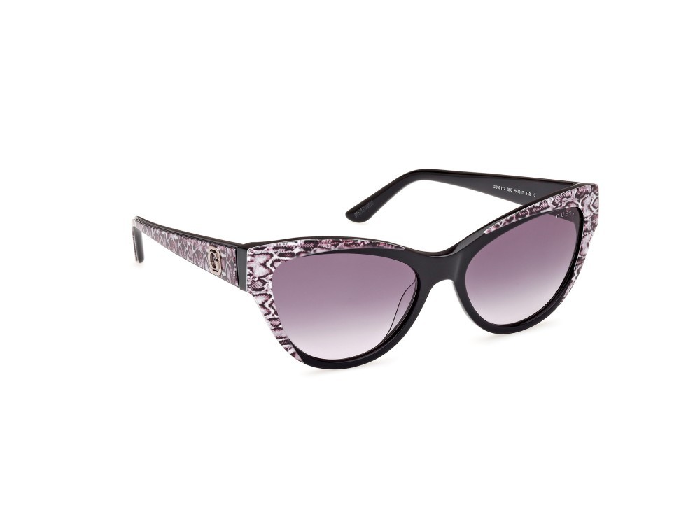 Occhiali da sole Guess GU00112 (05B) colore nero lucido forma cat eye lenti fumo grad.