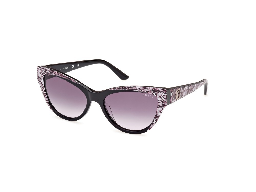 Occhiali da sole Guess GU00112 (05B) colore nero lucido forma cat eye lenti fumo grad.