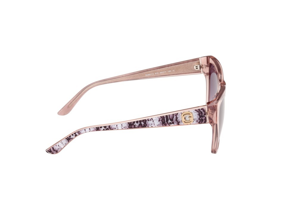 Occhiali da sole Guess GU00113 (57Z) colore beige lucido forma quadrato lenti marrone sfumato