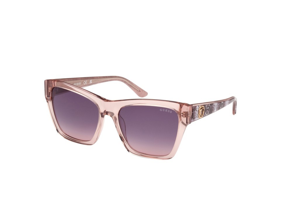 Occhiali da sole Guess GU00113 (57Z) colore beige lucido forma quadrato lenti marrone sfumato