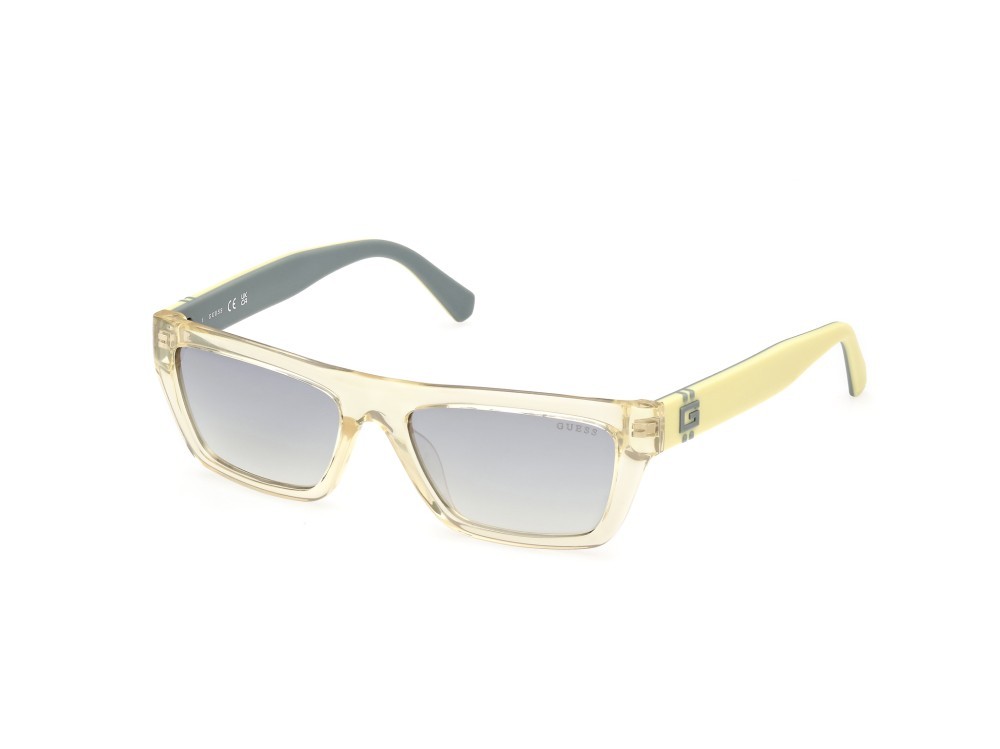 Sonnenbrillen Guess GU00120 (39C) farbe giallo chiaro lucido form rechteckig gläser fumo specchiato