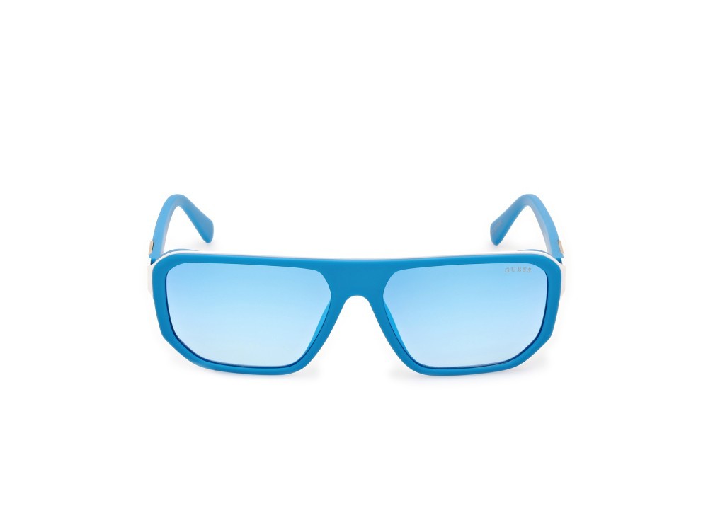 Sonnenbrillen Guess GU00124 (91X) farbe blu opaco form geometrisch gläser blu specchiato