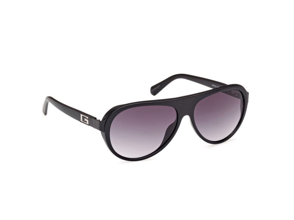 Occhiali da sole Guess GU00125 (02B) colore nero opaco forma aviator lenti fumo grad.
