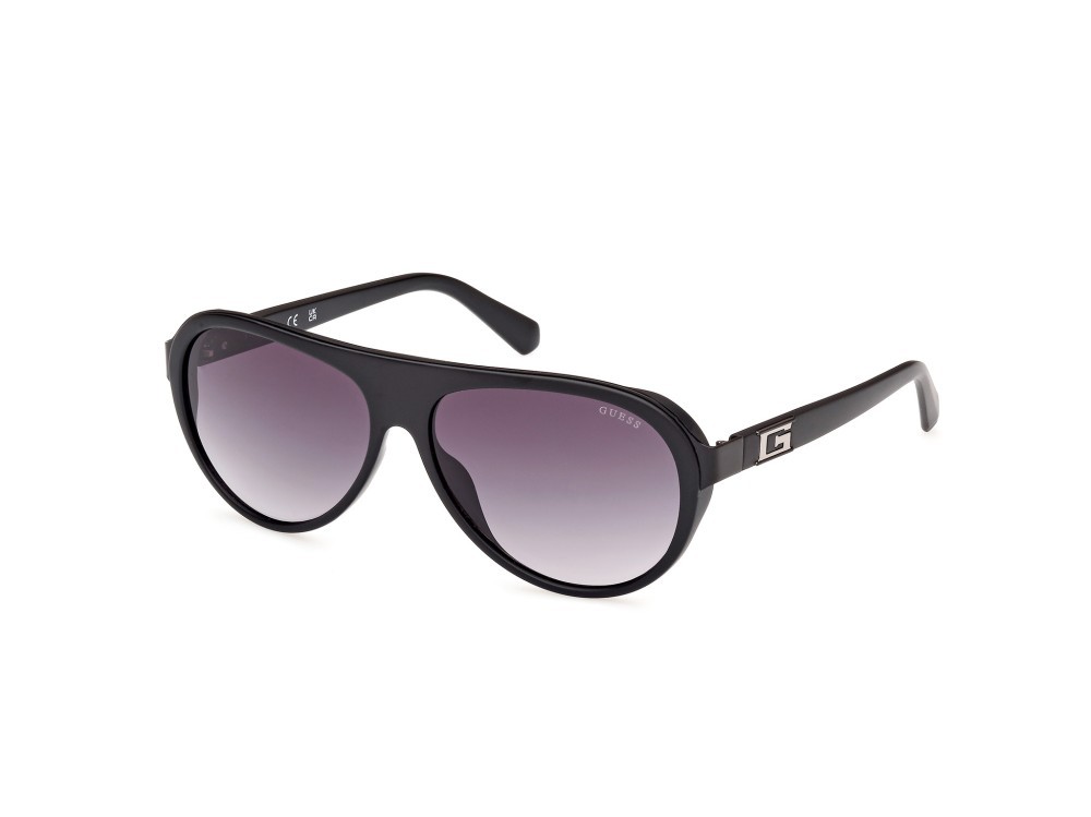 Occhiali da sole Guess GU00125 (02B) colore nero opaco forma aviator lenti fumo grad.