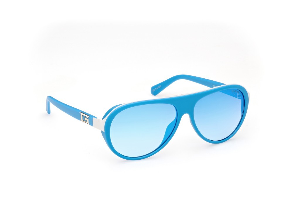 Sonnenbrillen Guess GU00125 (91X) farbe blu opaco form aviator gläser blu specchiato