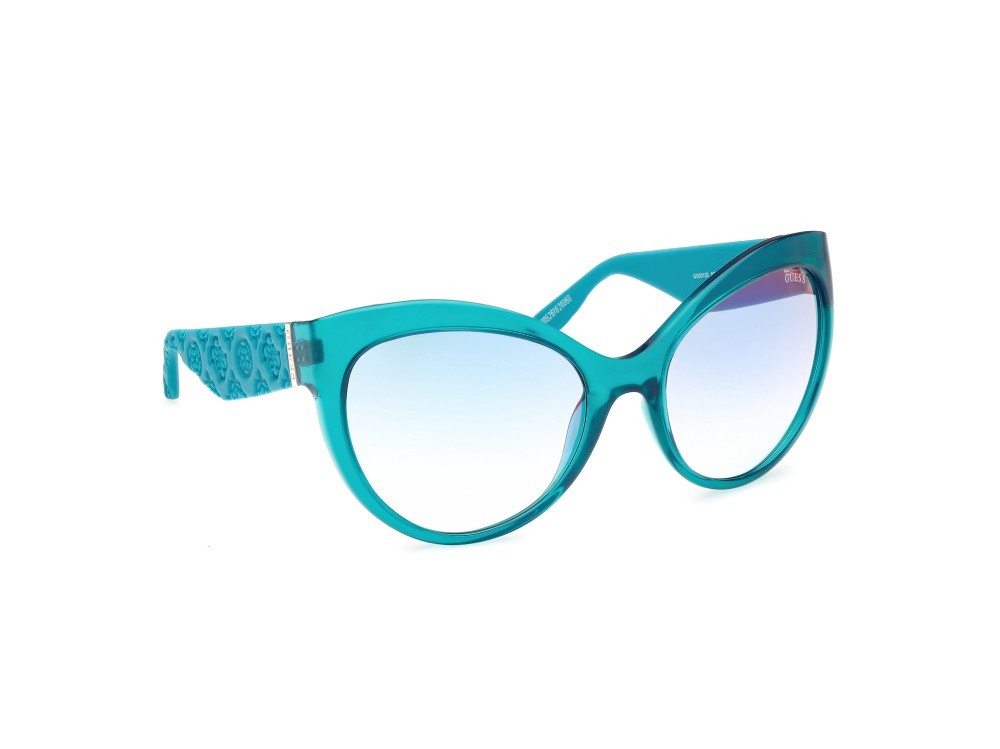 Sonnenbrillen Guess GU00130 (87X) farbe turchese lucido form schmetterling gläser blu specchiato
