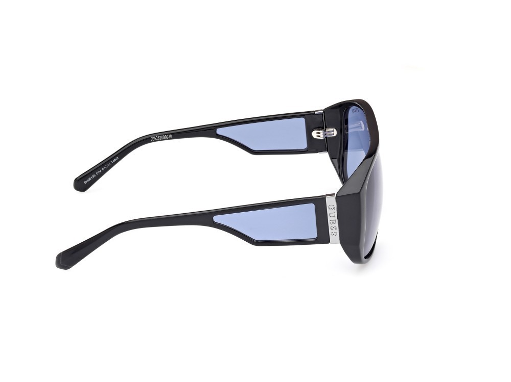Occhiali da sole Guess GU00135 (01V) colore nero lucido forma mask lenti blu