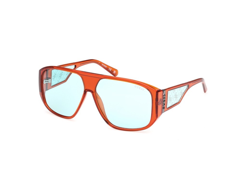 Sonnenbrillen Guess GU00135 (44V) farbe arancio scuro lucido form maske gläser blu