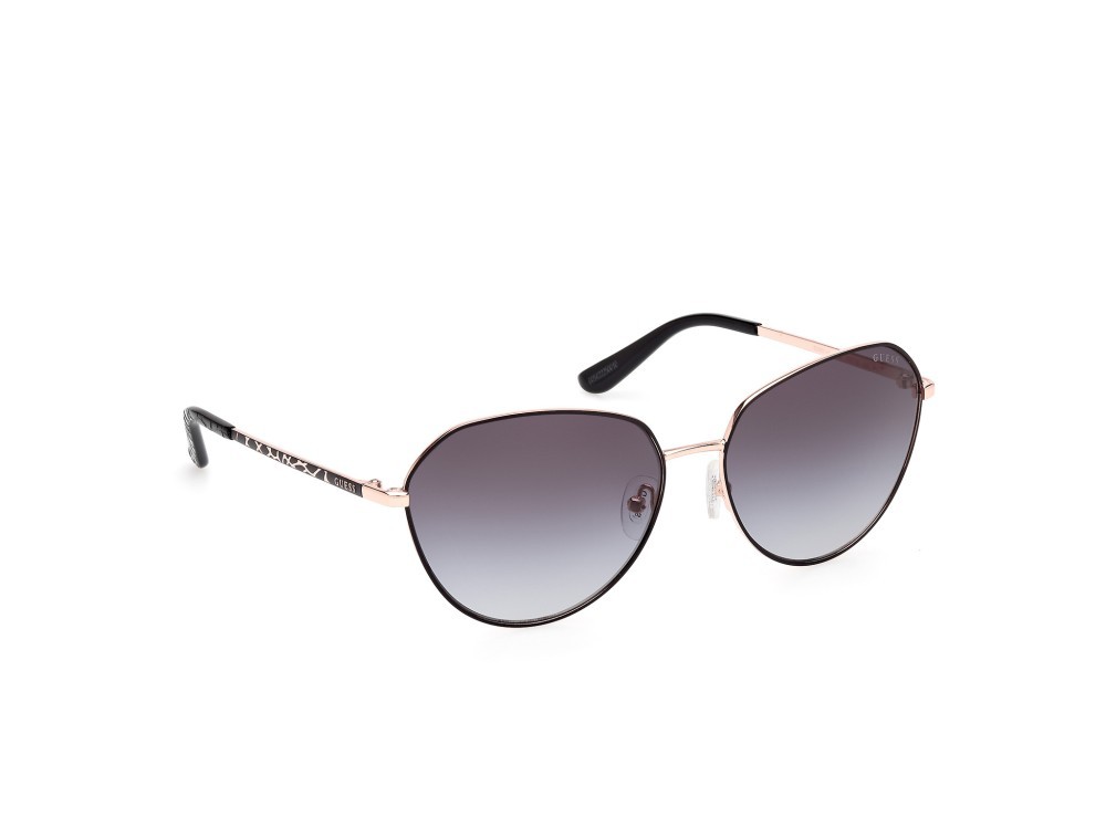 Occhiali da sole Guess GU00148 (02B) colore nero opaco - animalier forma rotondo lenti fumo grad.
