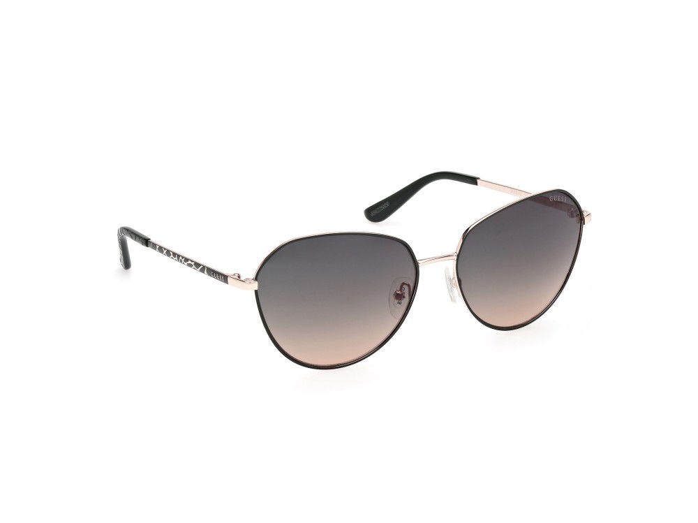 Occhiali da sole Guess GU00148 (97P) colore verde scuro opaco - animalier forma rotondo lenti verde sfumato