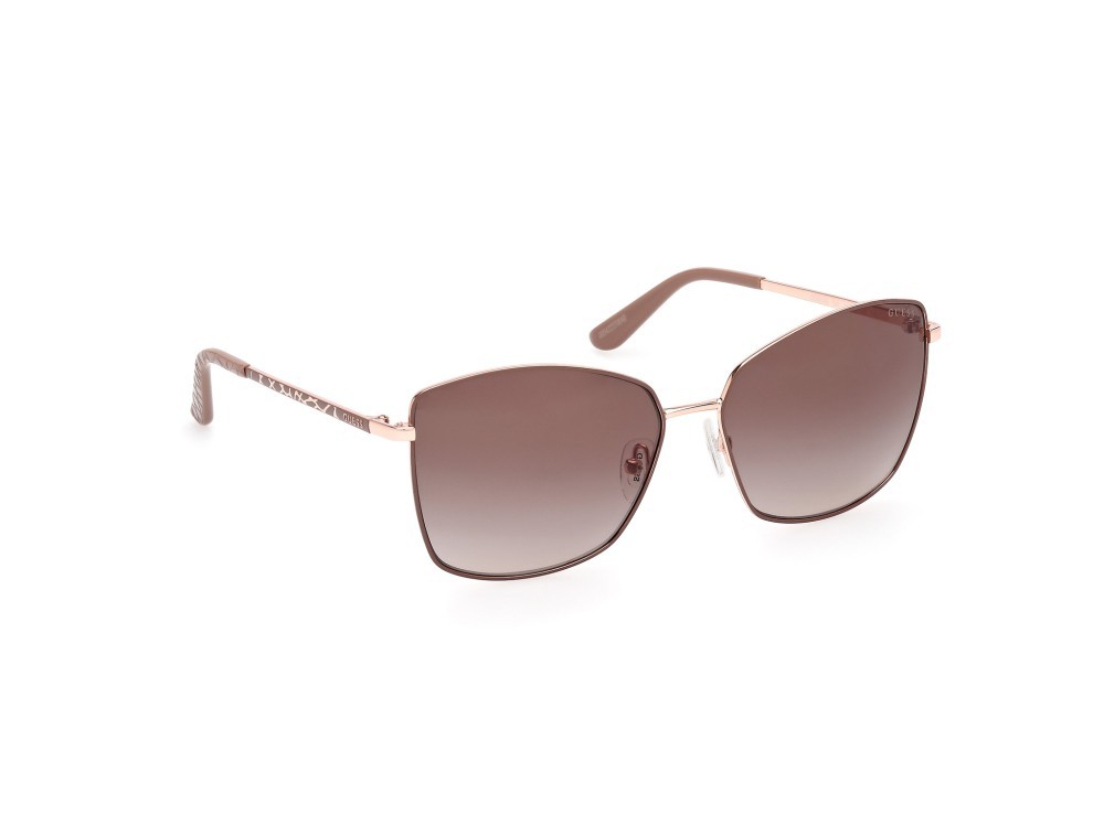 Occhiali da sole Guess GU00149 (58F) colore beige opaco - animalier forma quadrato lenti marrone sfumato