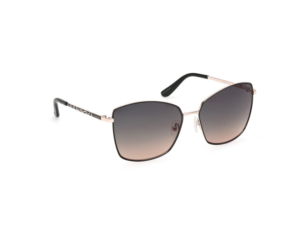 Occhiali da sole Guess GU00149 (97P) colore verde scuro opaco - animalier forma quadrato lenti verde sfumato