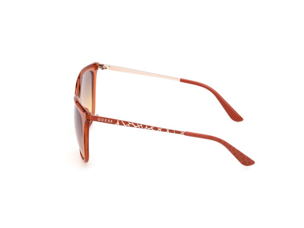 Occhiali da sole Guess GU00150-H (44F) colore arancio scuro lucido - animalier forma quadrato lenti marrone sfumato