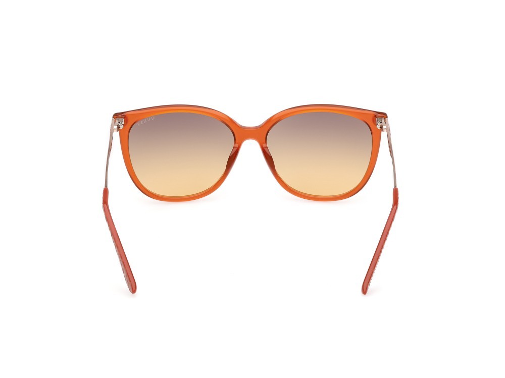 Occhiali da sole Guess GU00150-H (44F) colore arancio scuro lucido - animalier forma quadrato lenti marrone sfumato