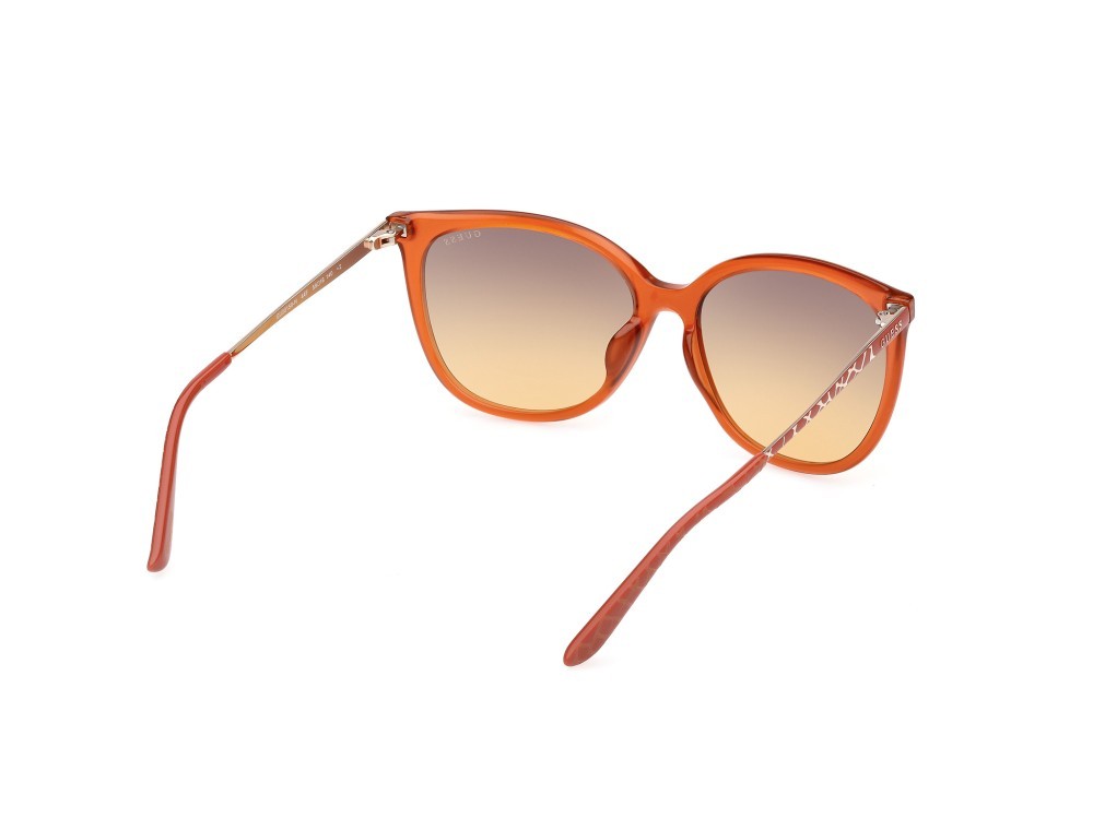 Occhiali da sole Guess GU00150-H (44F) colore arancio scuro lucido - animalier forma quadrato lenti marrone sfumato