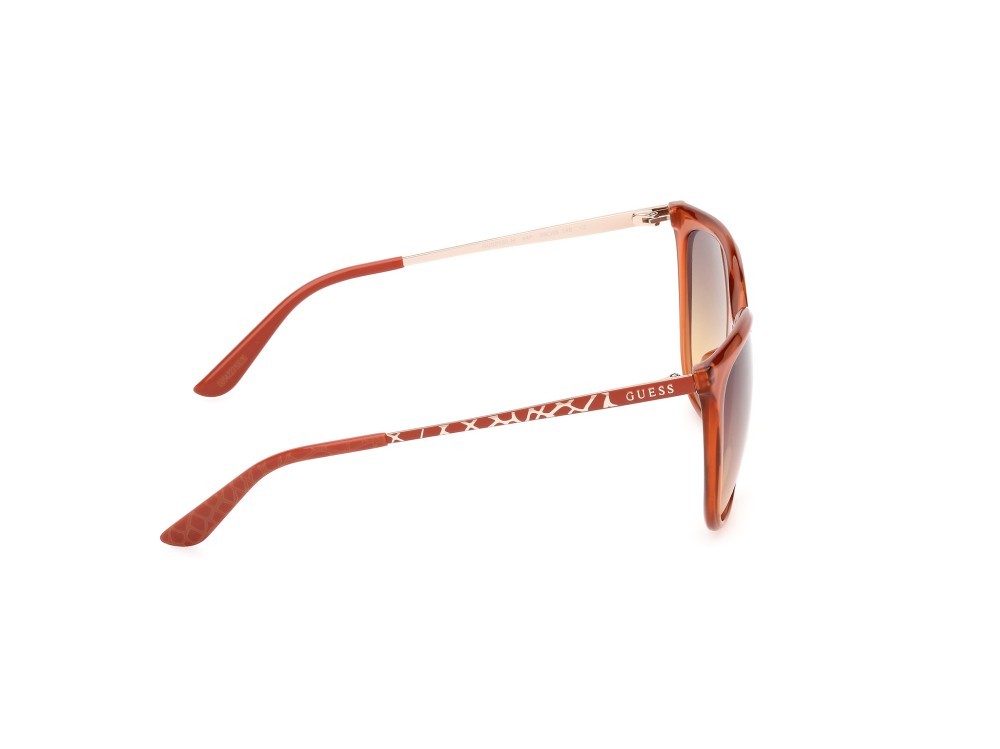 Occhiali da sole Guess GU00150-H (44F) colore arancio scuro lucido - animalier forma quadrato lenti marrone sfumato