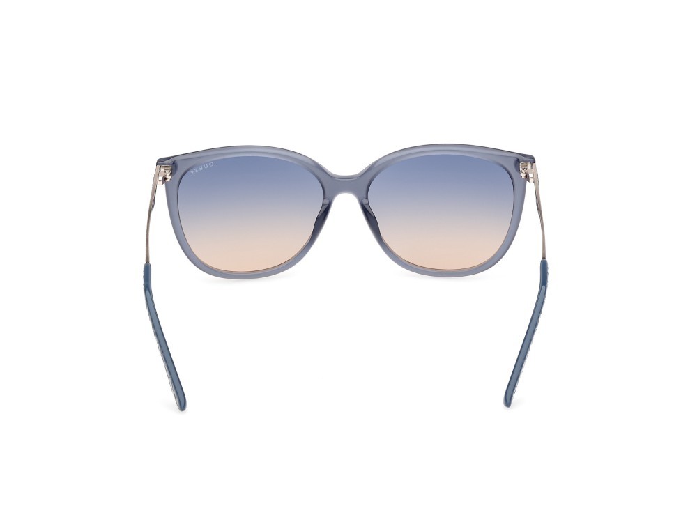 Occhiali da sole Guess GU00150-H (84W) colore azzurro lucido - animalier forma quadrato lenti marrone sfumato