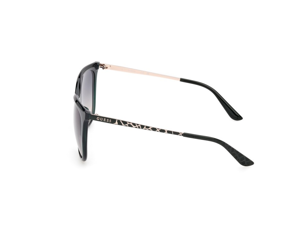 Occhiali da sole Guess GU00150-H (96P) colore verde scuro lucido - animalier forma quadrato lenti marrone sfumato
