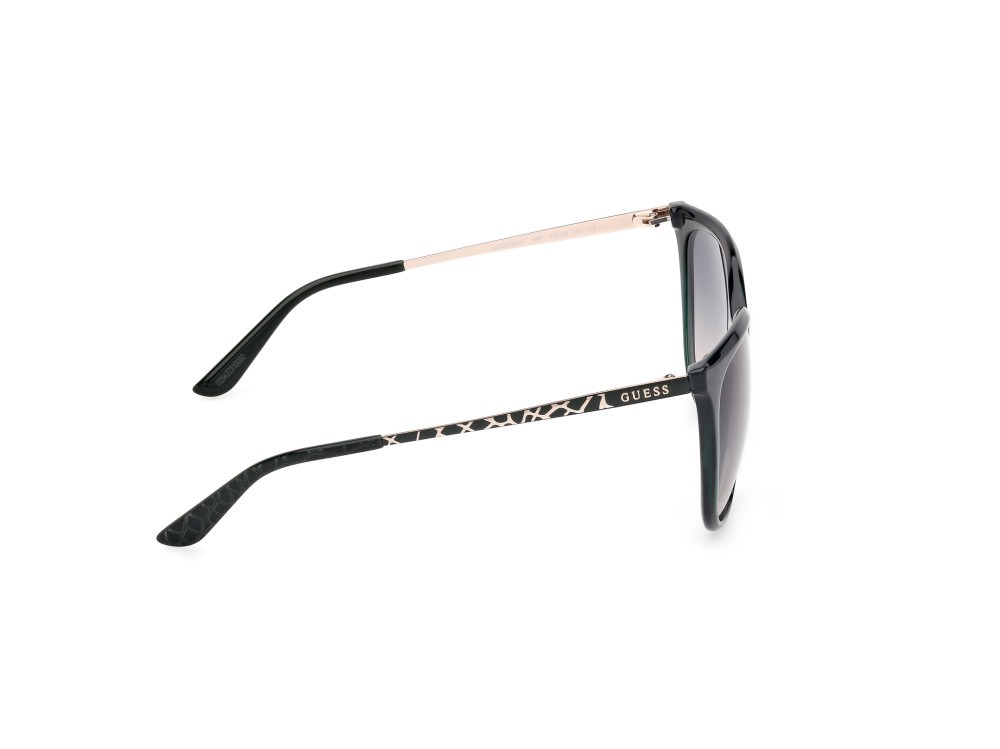 Occhiali da sole Guess GU00150-H (96P) colore verde scuro lucido - animalier forma quadrato lenti marrone sfumato