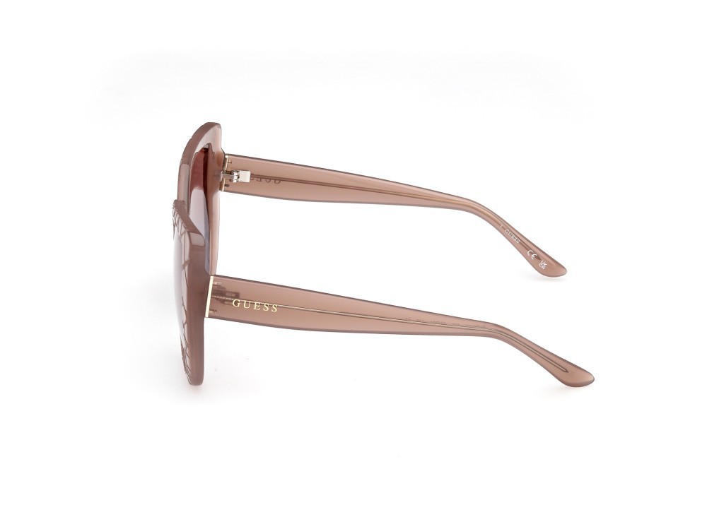 Occhiali da sole Guess GU00153 (57F) colore beige lucido forma geometrico lenti marrone sfumato