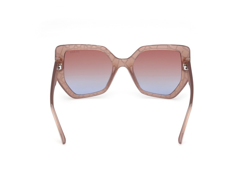 Occhiali da sole Guess GU00153 (57F) colore beige lucido forma geometrico lenti marrone sfumato
