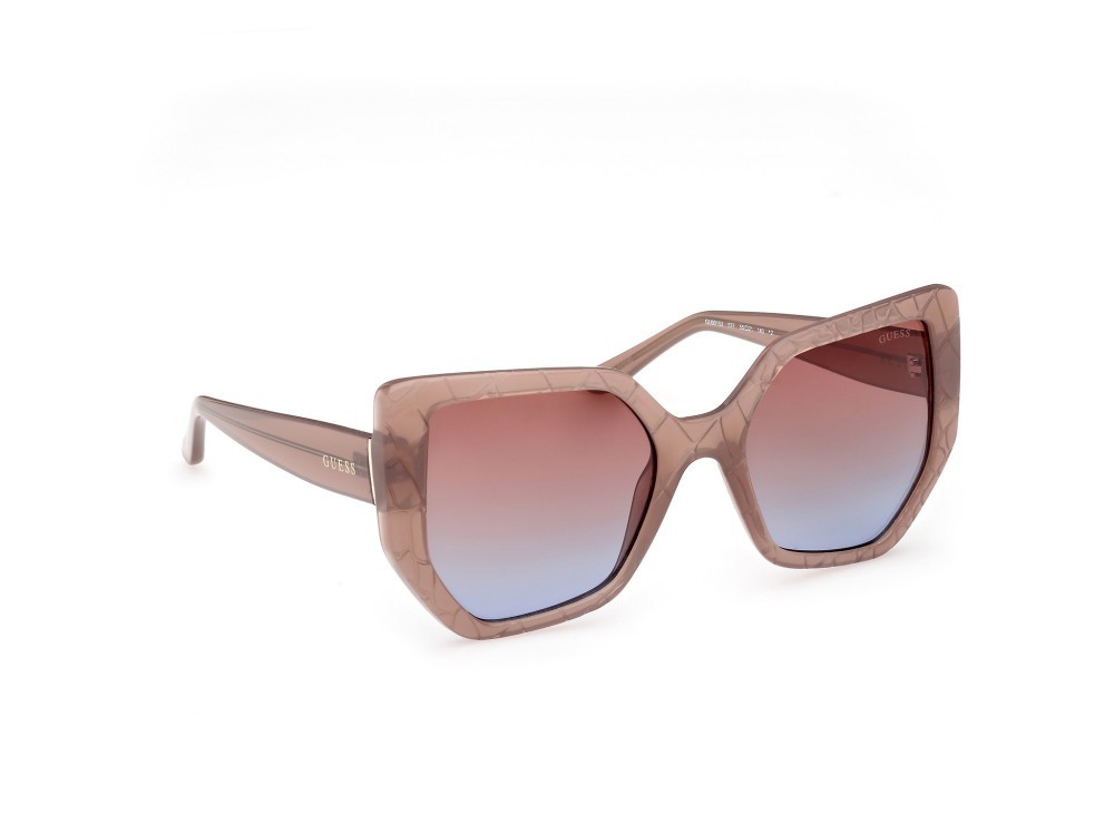 Occhiali da sole Guess GU00153 (57F) colore beige lucido forma geometrico lenti marrone sfumato
