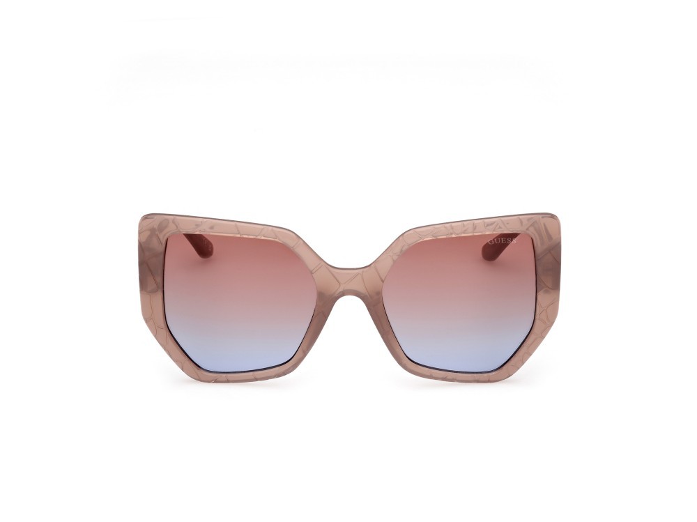 Occhiali da sole Guess GU00153 (57F) colore beige lucido forma geometrico lenti marrone sfumato