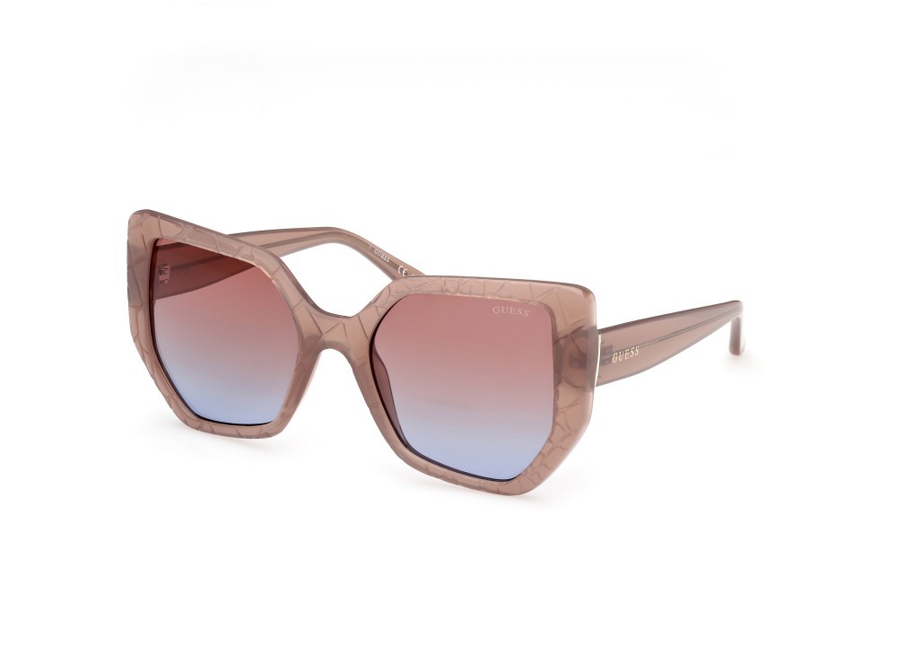 Occhiali da sole Guess GU00153 (57F) colore beige lucido forma geometrico lenti marrone sfumato