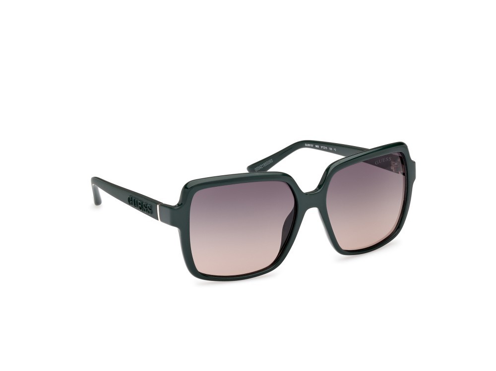 Occhiali da sole Guess GU00157 (96B) colore verde scuro lucido - verde scuro opaco forma quadrato lenti fumo grad.