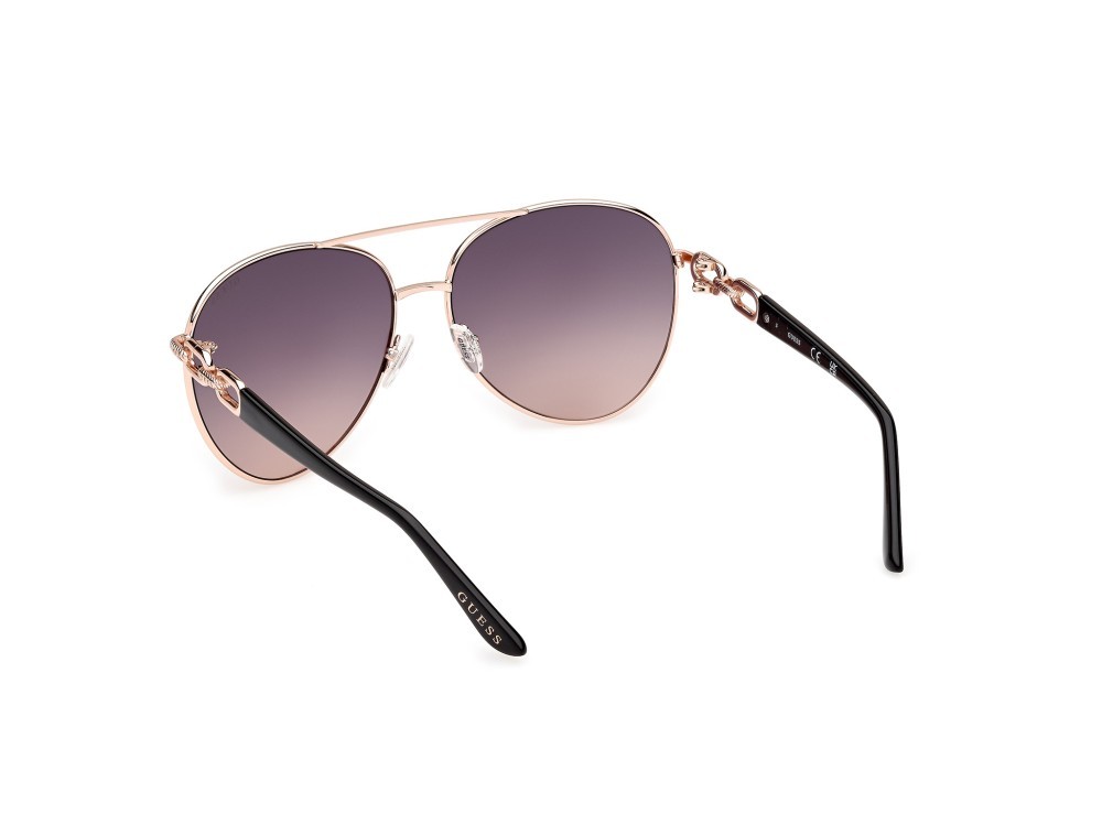 Occhiali da sole Guess GU00158 (28B) colore oro rosè lucido forma aviator lenti fumo grad.