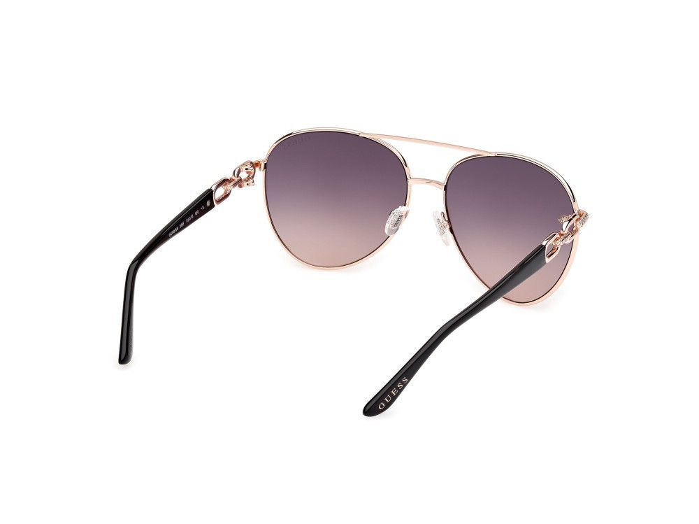 Occhiali da sole Guess GU00158 (28B) colore oro rosè lucido forma aviator lenti fumo grad.