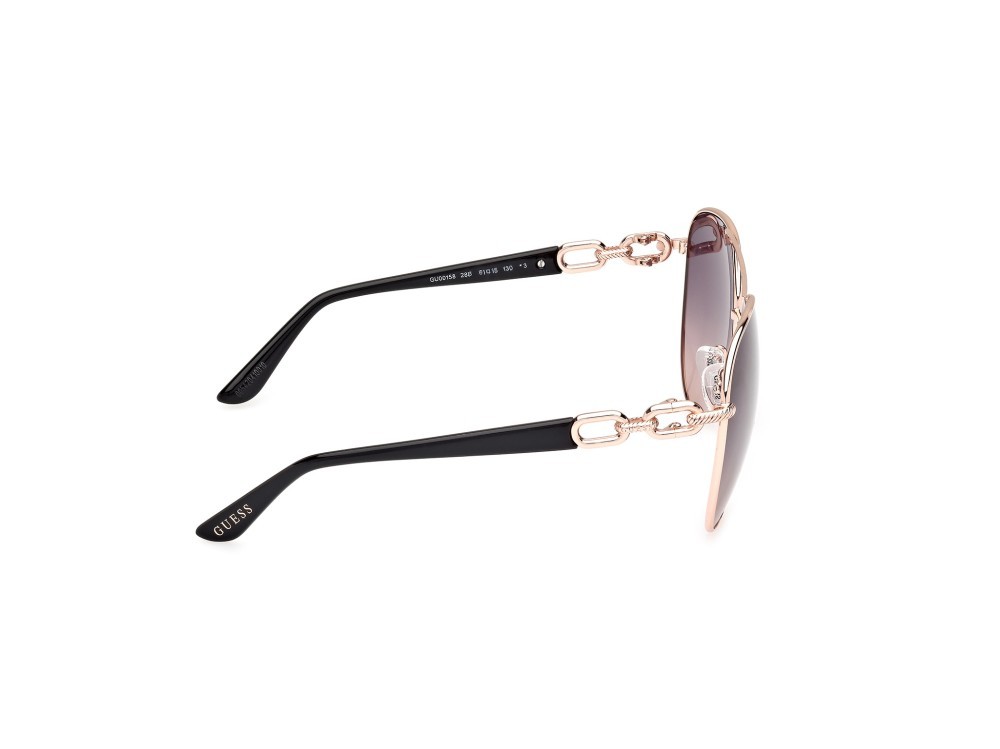 Occhiali da sole Guess GU00158 (28B) colore oro rosè lucido forma aviator lenti fumo grad.