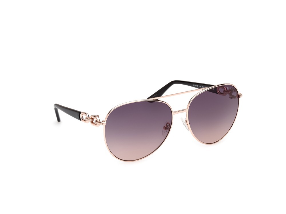 Occhiali da sole Guess GU00158 (28B) colore oro rosè lucido forma aviator lenti fumo grad.