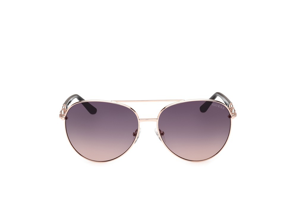 Occhiali da sole Guess GU00158 (28B) colore oro rosè lucido forma aviator lenti fumo grad.