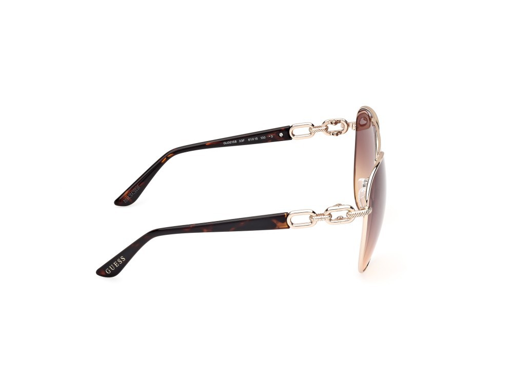 Occhiali da sole Guess GU00158 (33F) colore oro pallido lucido forma aviator lenti marrone sfumato