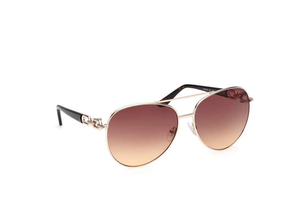 Occhiali da sole Guess GU00158 (33F) colore oro pallido lucido forma aviator lenti marrone sfumato