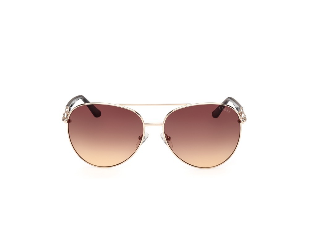 Occhiali da sole Guess GU00158 (33F) colore oro pallido lucido forma aviator lenti marrone sfumato