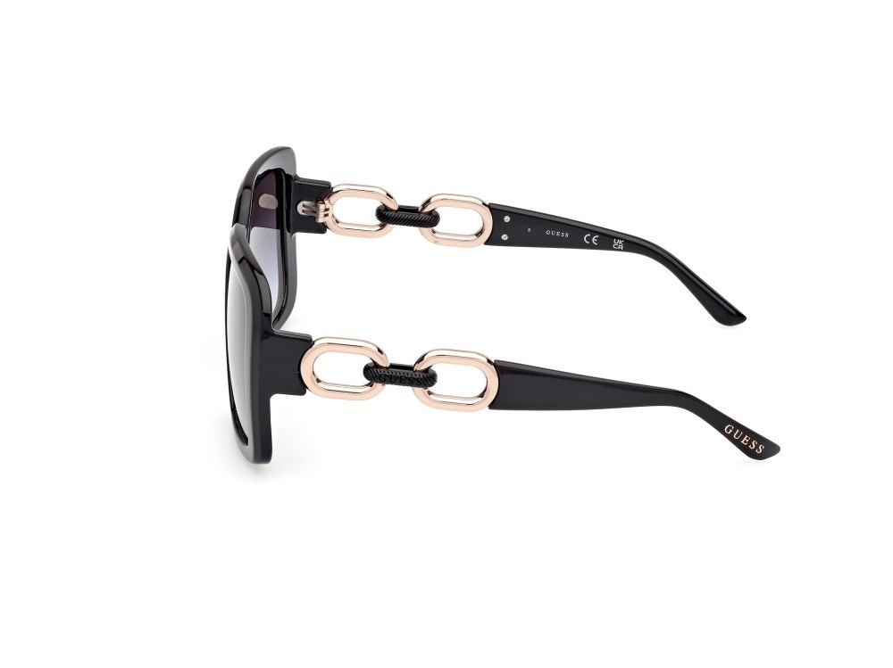 Occhiali da sole Guess GU00161 (01B) colore nero lucido - oro rosè lucido forma quadrato lenti fumo grad.