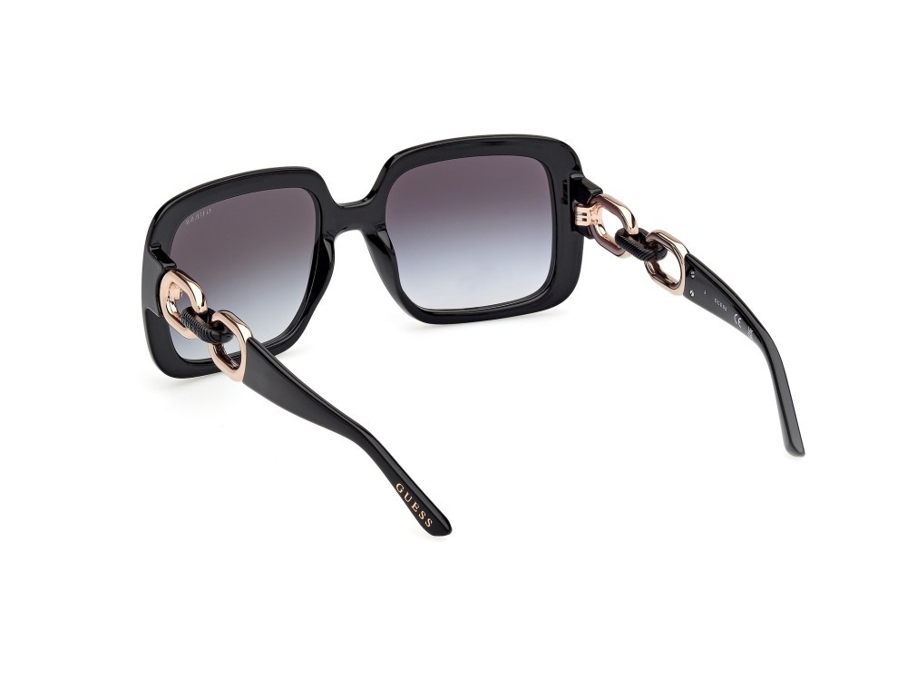 Occhiali da sole Guess GU00161 (01B) colore nero lucido - oro rosè lucido forma quadrato lenti fumo grad.